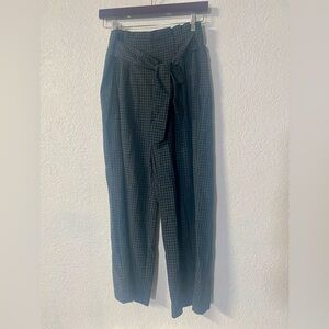 Zara plaid blue/ green high waisted tie bow pant trousers cropped size medium